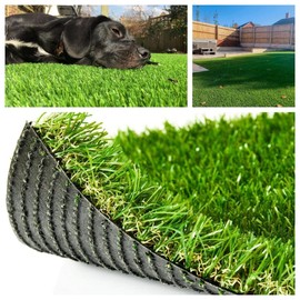 Petgrow Realistic Artificial Grass Rug Customized Size- Thick Fake Grass Pet Dog Mat Pad with Drain Holes- Indoor Outdoor Astroturf Garden Lawn Landscape Balcony Synthetic Faux Grass