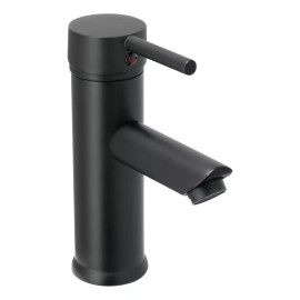 Foset Monomando Corto Para Lavabo, Acero Inox. Foset Tbm-46m Negro Acabado Mate