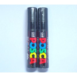Uni Posca Paint Marker PC-17K Black, 2 pens per Pack(Japan Import) [Komainu-Dou Original Package]