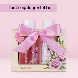 Accentra - Set doccia da donna, set regalo SWEET PEONY in bella confezione regalo – 2 pezzi con gel doccia e lozione per il corpo – Set regalo benessere per San Valentino, festa della mamma e Natale
