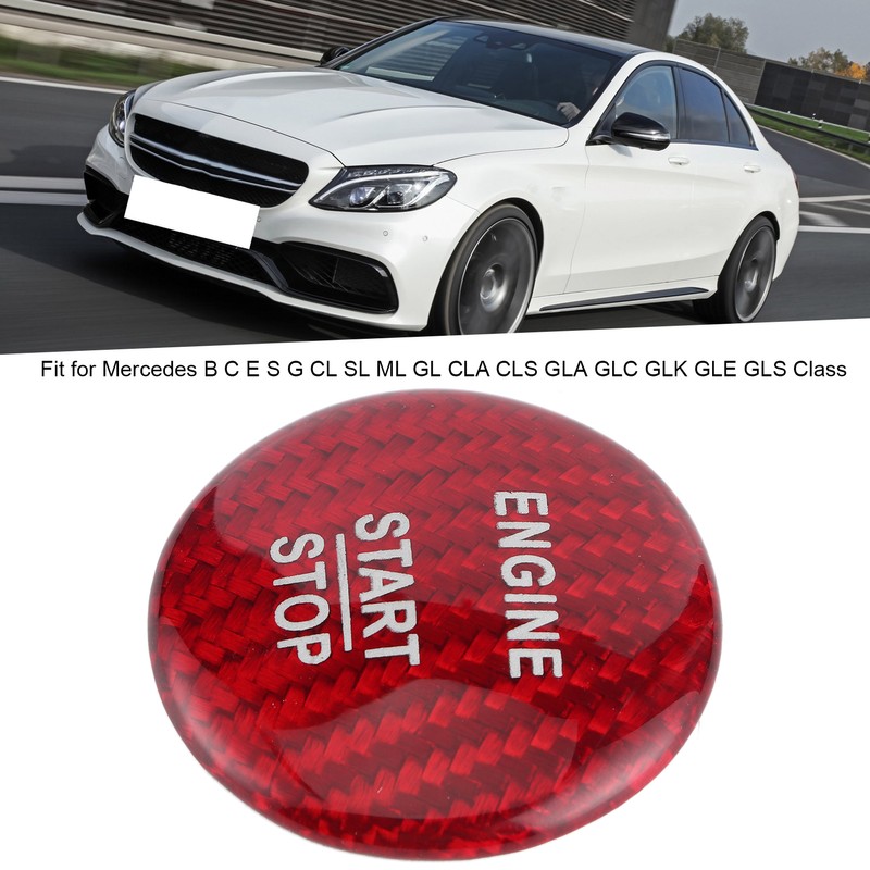 Carbon Fiber Engine Start Stop Button Cover Trim Fit for