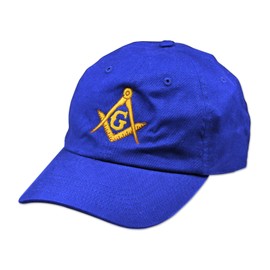 Sombrero de sarga cepillada masónica bordada cuadrada dorada y brújula, Royal, Talla única