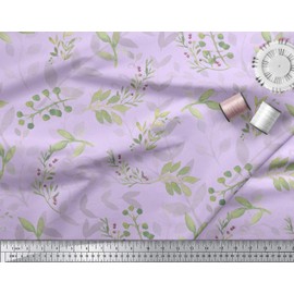 Soimoi Purple Rayon Fabric Berries Leaves Fabric Prints by Yard 42 Inch Wide