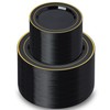 200PCS Black Plastic Plates, Disposable Plates with Gold Rim