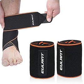 EULANT Ankle Bandage 2 Pieces, Ankle Guards 85 cm, Highly Elastic Achilles Tendon Bandage for Volleyball, Football, Running, Cycling, Orange