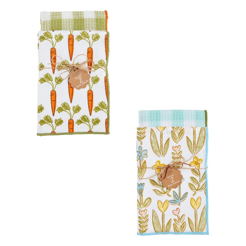 Mud Pie Spring Towel Set, Flower; 26" x 16.5"