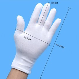 Meiyea 2 Pairs Adult Short White Cotton Gloves, for Formal Wear, Soft Moisturising Hand Gloves Jewellery or Photo Handling Banquets, Parade White Gloves, Tuxedo Glove Forms, Police Bands