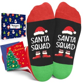 HAPPYPOP Christmas Gifts for Boys Girls - Santa Socks, Xmas Stocking for Little Kids, Santa Gifts for 7-9 Years Kids with Greeting Card