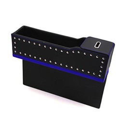 Ruilogod Black Blue Cuero Faux Cuero Asiento de Asiento Slit Catcher Pocket Storage Box Organizador (id 132 2e5 895 7c3 728                           