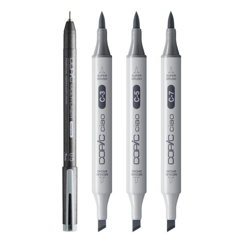 Copic Ciao Shade Set Dark Cool Grey, 3 Twin Markers