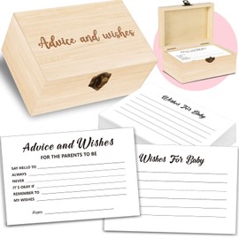 50 Pcs Baby Shower Advice and Wishes Cards Box For Parents To Be - Advice For New Parents Baby Shower Decorations Girl and baby shower Games Boy, Wishes for baby Box BabyShower Ideas