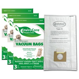 EnviroCare Replacement Anti-Allergen Vacuum Bags for Kenmore Canister Type C or Q 50555, 50558, 50557 and Panasonic Type C-5 9 pack