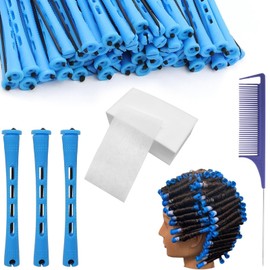 81 Stück Dauerwellen Wickler, 0.35Zoll Dauerwellen Set Komplett, Lockenwickler Klein, Lockenwickler Kurze Haare für Natürliche Haare Lange Kurze Haare Styling Tool, Dauerwelle Papier und Kamm Mit