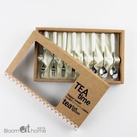 Bloom at Home Modern Line Teaspoon + Tea Fork 8P (Set Box) / 블룸엣홈 모던라인 티스푼+티포크 8P (세트박스)