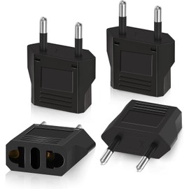 タフコ(Tafuco) Adaptador de Enchufe para Europa,Adaptador de Enchufe Tipo C,Adaptador de Corriente de EE. UU. a Europa,Adaptador convertidor de Clavijas para Europa Power Converter,4 Unidades,Negro