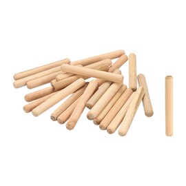sourcing map Wooden Dowel Pins 3/8"x 3-15/64" (10mm x 80mm) Straight Dowel Rods Wood Fluted Dowels Rods for Crafts Furniture DIY Hardwood Count 100