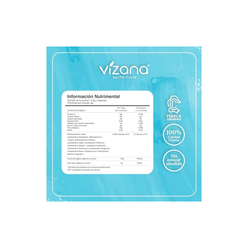 VIZANA NUTRITION Probióticos 70 billones, 13 Cepas HPMC Vegetarianas (60
