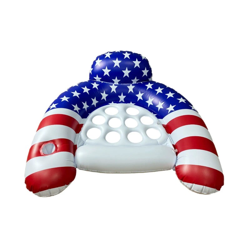 Adult Inflatable Pool Float Lounger for Relaxing – U-Shaped Patriotic