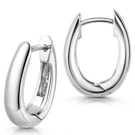 MATERIA by Matthias Wagner SO-229 Women's Earrings Rhodium-Plated 925 Silver Oval, Silver