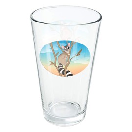 LOGOVISION Ring-Tailed Cat 16 oz Pint Glass, Tempered Glass, Printed Design & A Perfect Fan Gift | Great for Cold Beverages, Soda, Water