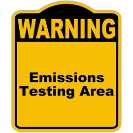 Emissions Testing Area Warning Yellow Black Aluminum Composite Sign 20 x 24 inches