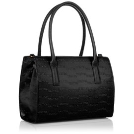 Nautica Women's Sandy Jr. Top Handel Satchel With Removable Crossbody Strap, Black (Embossed Logo), One Size