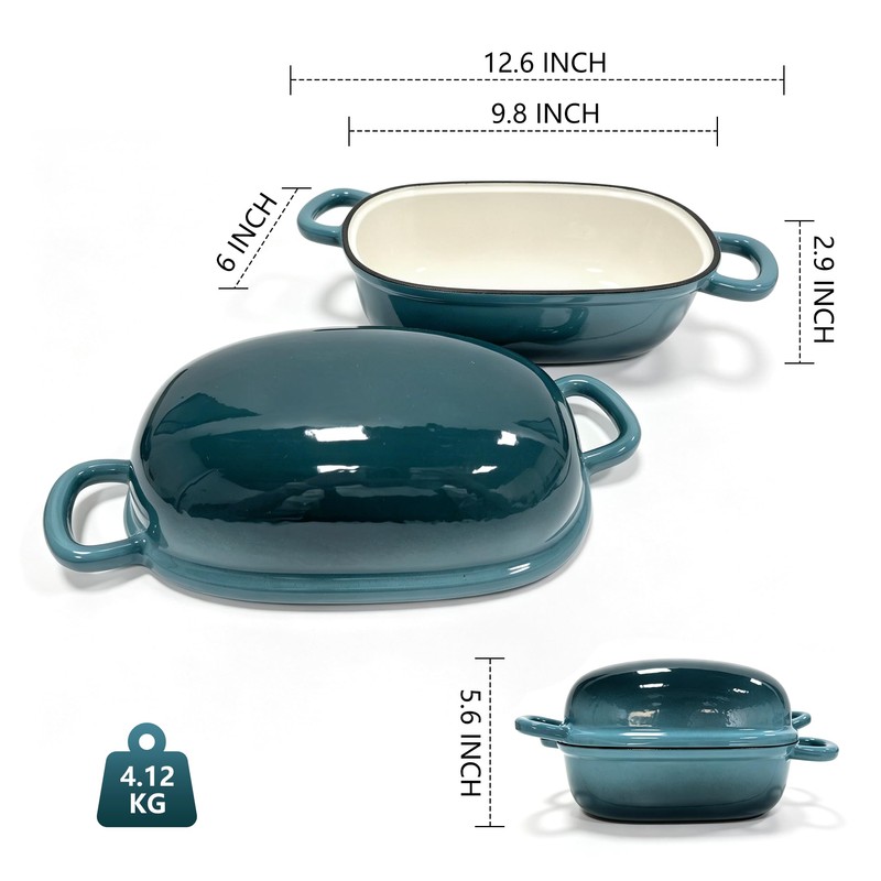 HCXCQLSUY Enameled Cast Iron Oval Dutch Oven for Bread Baking,