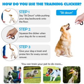 Dog Training Clicker with Wrist Strap - OYEFLY Durable Lightweight Easy to Use, Pet Training Clicker for Cats Puppy Birds Horses. Perfect for Behavioral Training 2-Pack (Blue and White)
