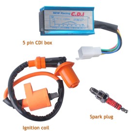 Racing Ignition Coil 5 Pins AC CDI Box for GY6 4-Stroke 50cc 70cc 90cc 110cc 125cc 150cc Scooter ATV Go Kart Moped Quad Pit Dirt Bike With 3 Electrode Spark Plug