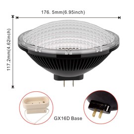 KAPATA PAR56 LED Bulb Dimmable MFL Warm White 2700K, 500Watt PAR56 Incandescent Replacement, Base GX16D, 60 Degree 36W LED Par56 Bulb for for DJ/Club/Stage/Church Ceiling Lighting
