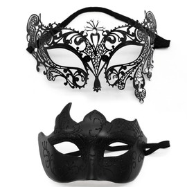 DragonX2 Masquerade Mask Set Venetian Mask for Masquerade, Wedding, Stage Performances, Carnival, Catwalks, Fashion Parties (2)