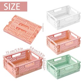 Uryxery Set of 3 Folding Boxes Foldable Sturdy - 15 x 9.8 x 5.8 cm Small Storage Box in Pearl White, Matcha Green & Pink, Foldable Storage Basket for Kitchen & Bathroom
