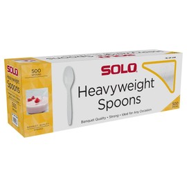 Generic SOLO Heavyweight Plastic White Spoons, 500/Case, Full Size, Textured Handle With Nature Products Cotton Cloth Napkin/Towel