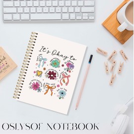 OSLYSOF It's Okay To Mental Health Spiral Notebook, Boho Floral Therapy Journal for Women, Guided Journal for Mental Health, Inspirational Notebooks for Note Taking, 5.5x8.3 Inch with 164 Pages