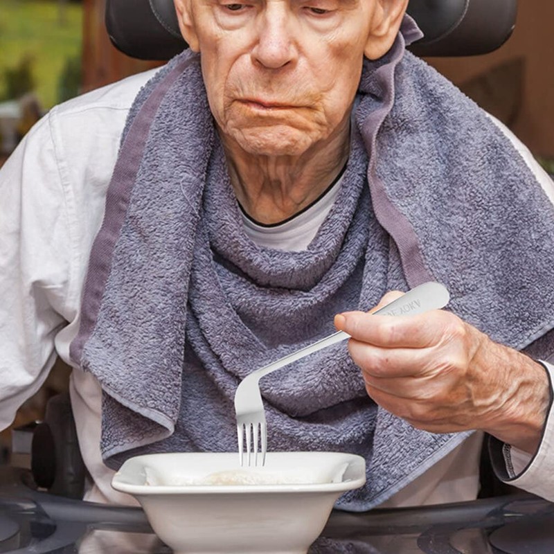 Rehabilitation Aid Spoon Angled Fork Spoon Curved Utensil Angled Fork