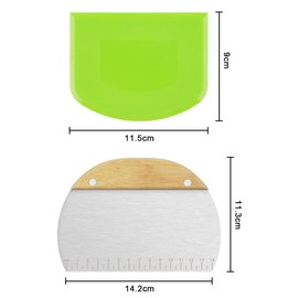 Vicloon Dough Scraper Cutter, 3 Pcs Stainless Steel Dough Scraper Plastic Shape Spatulas Flexible Dough Cutter for Pizza Pastry Bread Baking Cream Smoother