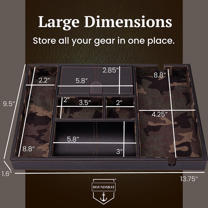 HOUNDSBAY Victory Valet Tray for Men Handmade PU Leather EDC