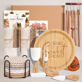 House Warming Gifts New Home,Housewarming Gift for New House,Realtors Closing Gifts for Home Buyers,Serving Board and Wind Chime Baskets for New Homeowners