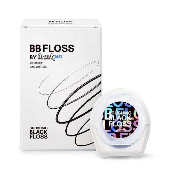 Brushmo Black Floss Microcrystalline Wax Expanding Woven Dental Floss No-PFAS 50m Black Mint 100 Days Use (2)