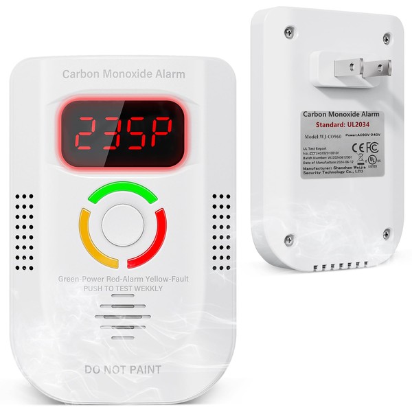 Carbon Monoxide Detectors Plug in, Portable CO Detector with LED
