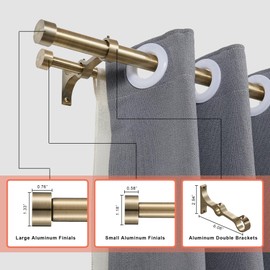 Lwiiom Double Curtain Rods with Aluminum End Cap and Full Surround Brackets,1"Front and 5/8" Back Rod,Adjustable between 36 to 72 Inches (3-6 Feet), Antique Bronze Double Window Drapery Rod