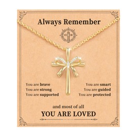 Shonyin Christian Cross Bow Necklace for Girls, Confirmation Gift for Teens