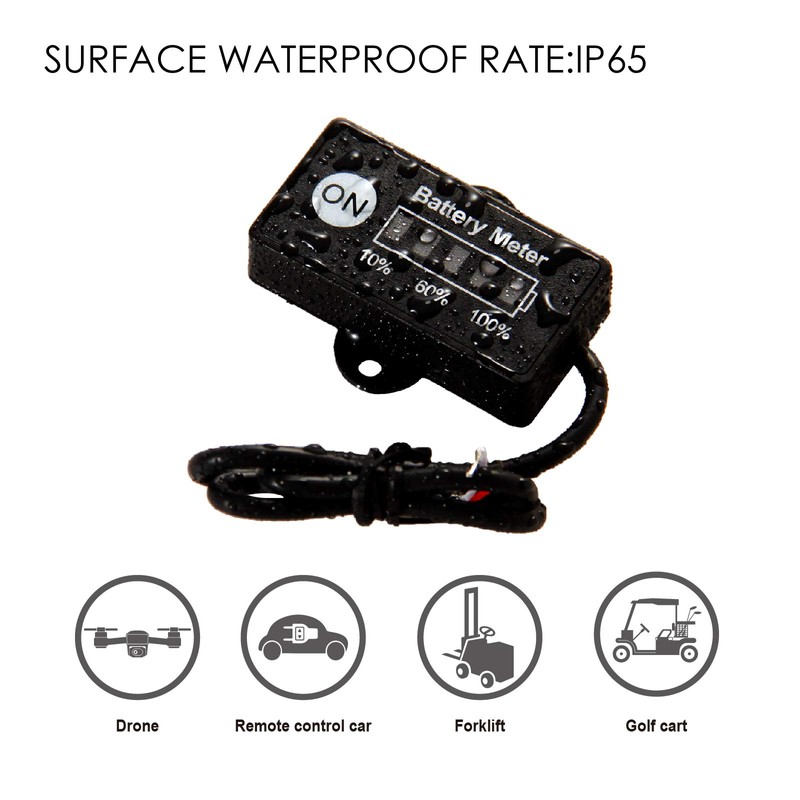 Jayron Mini LED Battery Indicator, DC 12/24V Lifepo4 Battery Fuel