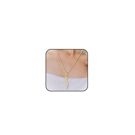Italian Horn Necklace for Women Gold Cornicello Necklace Charm Luck Pendant Necklace Horn Dainty Protection Necklace Luck Jewerly-Golda