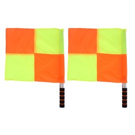 Soccer Referee Flags, 2Pcs Referee Linesman Flag Stainless Steel Rod Sponge Handle Checkered Hand Flag with Carrying Bag, for Outdoor Soccer Volleyball Football Hockey Sports Match