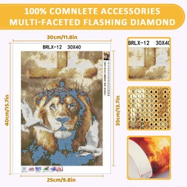 Skyboda Lion Diamond Art Kits for Adults, DIY 5D Jesus Diamond Painting Kit for Adults Beginners, Full Drill Diamond Gem Art Painting Kits Crafts for Wall Art Decor 12x16inch