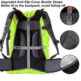 HYCOPROT Waterproof Backpack Rain Cover with Reflective, High Visibility Foldable Ultralight Dust and Rain Cover Rucksack for Hiking Camping Touring Cycling (Yellow,XL)