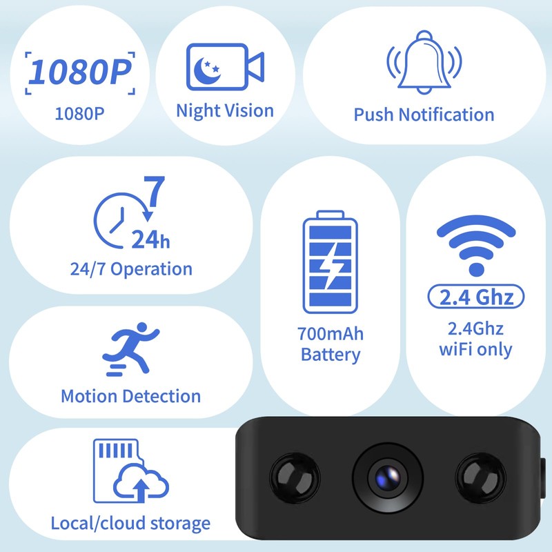 Mini Indoor Security Camera Wireless Home Camera Smart Small Outdoor