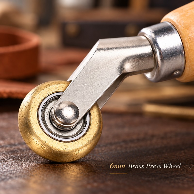 6mm Brass Corner Seam Roller with Wooden Handle