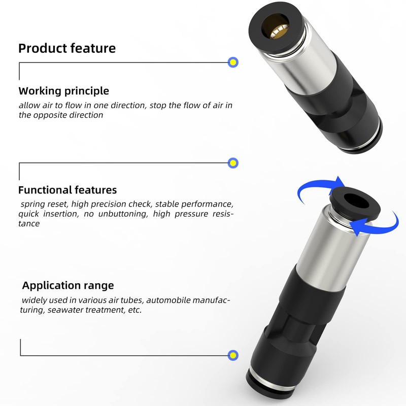 TAILONZ PNEUMATIC 4mm Black Quick-Plug Type one-Way Check Valve Gas
